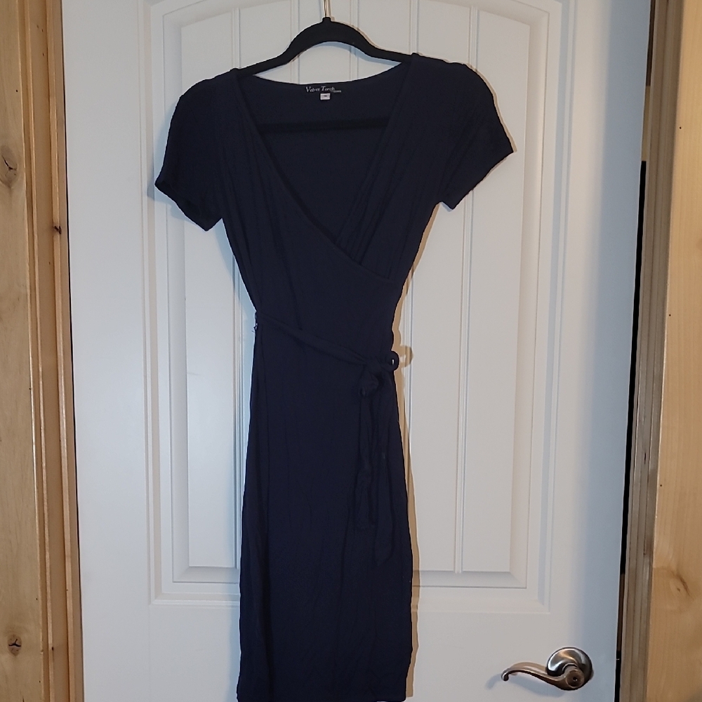 Velvet Torch Navy Wrap Mini Dress